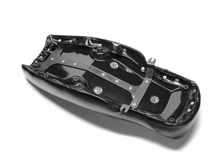 SR400/500用 薄型ベーツタイプ TTシート ブラウン×ブラック「MOTOR ROCK」