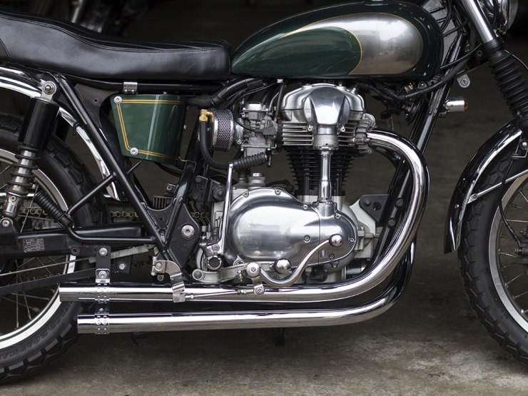 W650/400用 オールドスタイル手曲げマフラー Type2 クローム