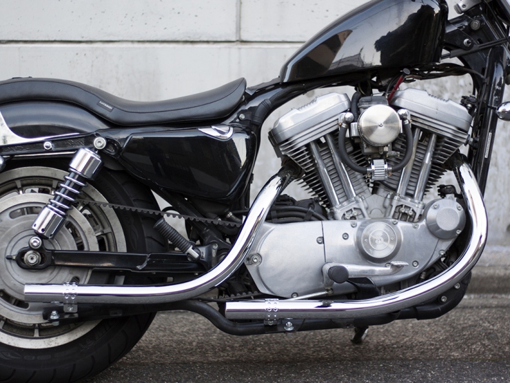 スポーツスター XL'04-'06 オールドスタイル手曲げマフラー ベアメタル