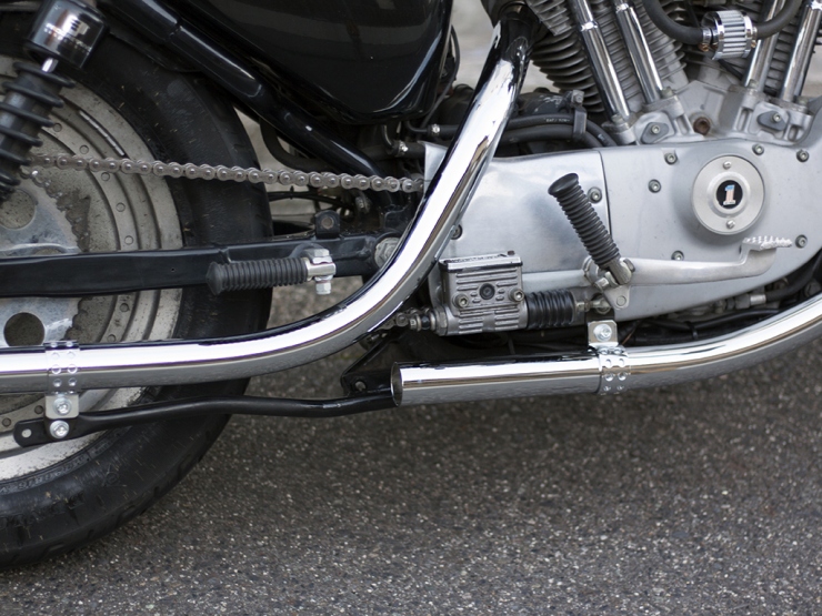 ステンレス製ポリッシュマフラー 曲げタイプ ハーレースポーツスターXL1200L Motor Rock モーターロック オールドスタイル手曲げマフラー